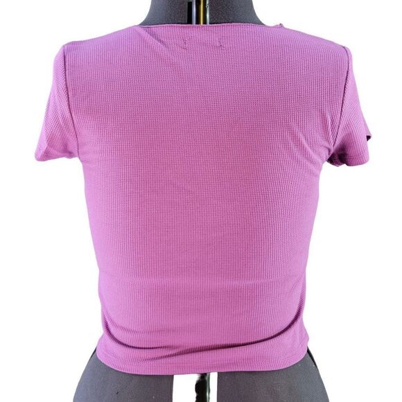 Wild Fable Pink Cinch Front Thermal Baby T-Shirt Sz L - Picture 3 of 7